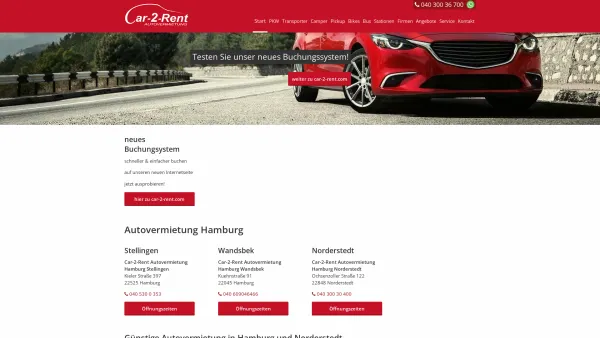Website Screenshot: Car-2-Rent Autovermietung Hamburg - Autovermietung Hamburg - Mietwagen für Ihre Mobilität - Car-2-Rent Autovermietung - Date: 2023-06-16 10:11:32