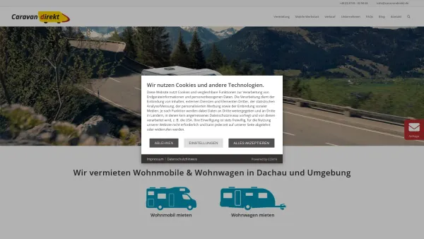 Website Screenshot: CaravanDirekt - Caravandirekt - Wohnmobil mieten bei Dachau - Date: 2023-06-20 10:41:53