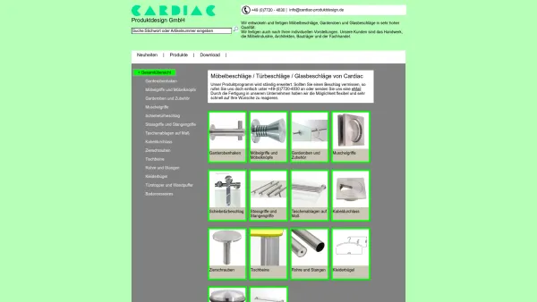 Website Screenshot: Cardiac Produktdesign GmbH - Möbelbeschläge / Türbeschläge / Glasbeschläge von Cardiac - Cardiac Shop - Date: 2023-06-16 10:11:32
