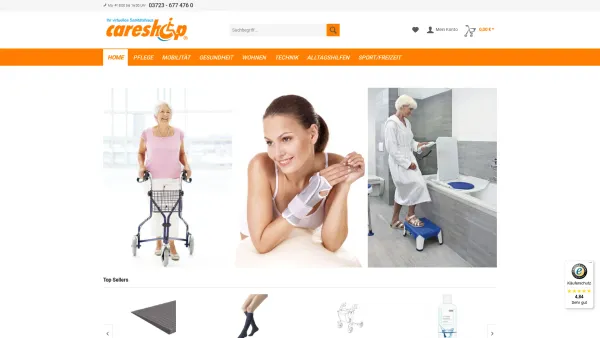 Website Screenshot: careshop.de von Orthopädie-Technik Wolf GmbH - Online-Shop für Sanitätsbedarf | careshop.de - Date: 2023-06-20 10:41:53