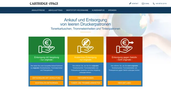 Website Screenshot: Cartridge-Space GmbH - Ankauf leere Toner-, Tinten und Druckerpatronen - Cartridge-Space - Date: 2023-06-16 10:11:32