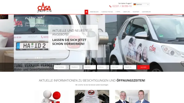 Website Screenshot: CASA · Immobilien Dienstleistungs GmbH - Ihr Immobilienmakler in Hagen Casa immobilien Ihr Immobiliemakler! - Date: 2023-06-16 10:11:32