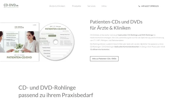 Website Screenshot: CD-DVD.de Medienproduktion - CD / DVD Produktion - bedruckte CD DVD Rohlinge für Ärzte, Praxen und Kliniken | CD-DVD.de - Date: 2023-06-16 10:11:32