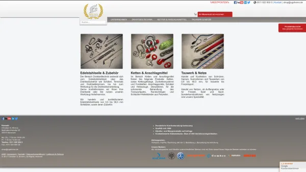 Website Screenshot: Christian G. Ahrens Tauwerk · Netze · Drahtseile seit 1898 - CGA: Drahtseiltechnik | Tauwerk und Netze | Ketten und Anschlagmittel - Date: 2023-06-16 10:11:32