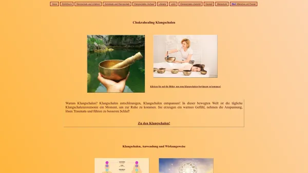 Website Screenshot: Chakrahealing - Klangschalen, Entspannung mit Klangmassagen, Chakren als Erklärungsansatz - Date: 2023-06-20 10:41:53