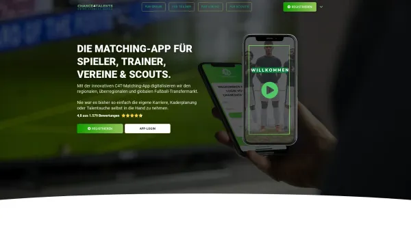Website Screenshot: Chance4Talents - CHANCE4TALENTS - Die Matching-App für den Fußball - Date: 2023-06-16 10:11:33