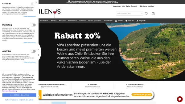Website Screenshot: Chilenus Weinversand - Chilenus - Date: 2023-06-20 10:41:53