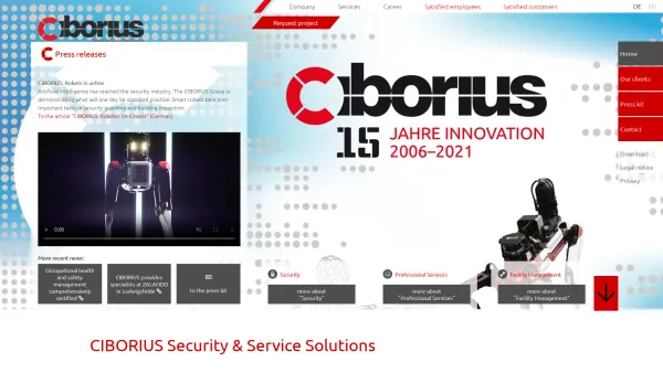 Website Screenshot: CIBORIUS Sicherheits und Servicedienstleistungen GmbH - Ciborius Group, Security & Service Solutions, Facility Management - Date: 2023-06-16 10:11:33