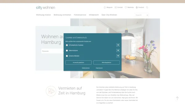 Website Screenshot: City-Wohnen Immobilien und Beratung e.K. - City-Wohnen - Wohnen auf Zeit in Hamburg - Date: 2023-06-16 10:11:33