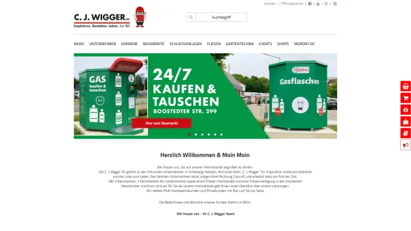 Website Screenshot: Hagebaumarkt J. Wigger GmbH & Co. KG -  Qualität und Service seit 1881! - C. J. Wigger KG | Baumärkte - Gartentechnik - Fliesen - Date: 2023-06-16 10:11:36