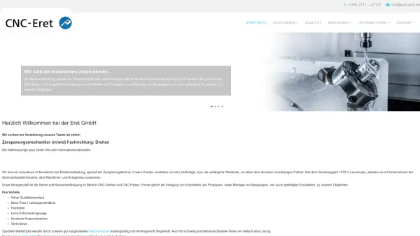 Website Screenshot: Eret GmbH - www.cnc-eret.de - Startseite - Date: 2023-06-16 10:11:36
