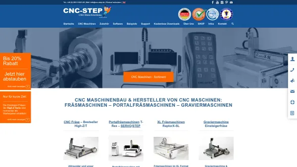 Website Screenshot: CNC-STEP e.K. - CNC Fräsmaschinen Hersteller | 1a CNC Fräsen - Ganz sicher - Date: 2023-06-20 10:41:54