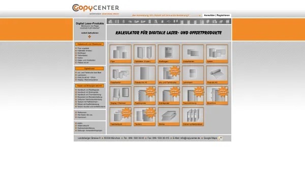Website Screenshot: Copy-Center-Westend Farbkopien ab 9 Cent · bundesweit - CopyCenter Kalkulator - Der Copyshop in München - Date: 2023-06-16 10:11:39
