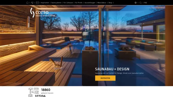 Website Screenshot: Corso saunamanufaktur gmbh - Saunabau nach Maß | Saunahersteller | corso sauna manufaktur - Date: 2023-06-16 10:11:39
