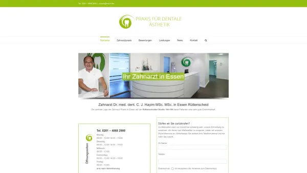Website Screenshot: Zahnarztpraxis Dr. Hayim, Essen - Ihr Zahnarzt in Essen - Zahnarztpraxis Essen Rüttenscheid - Date: 2023-06-16 10:11:39