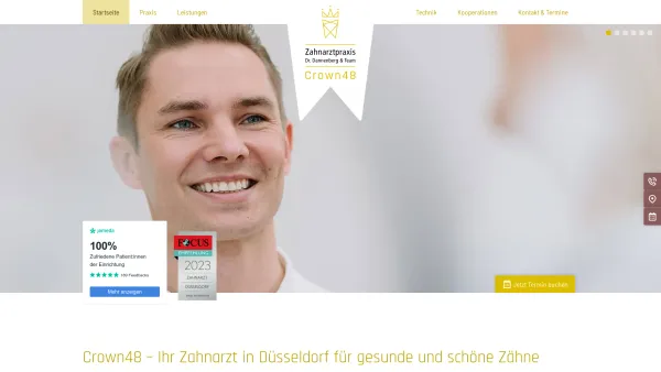 Website Screenshot: Crown48 Zahnarztpraxis Dr. Kai Dannenberg - Zahnarzt Düsseldorf: High-Tech-Zahnheilkunde | Crown48 - Date: 2023-06-20 10:41:54