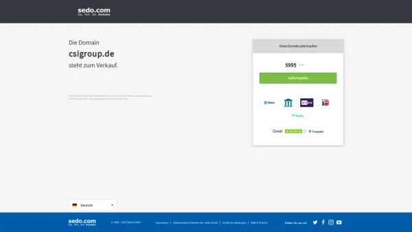 Website Screenshot: CSI Immobilien GmbH - csigroup.de steht zum Verkauf - Sedo GmbH - Date: 2023-06-16 10:11:39