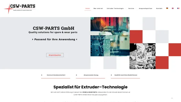 Website Screenshot: CSW-PARTS GmbH - CSW-PARTS GmbH | Spezialist für Extruder–Technologie - Date: 2023-06-20 10:41:54