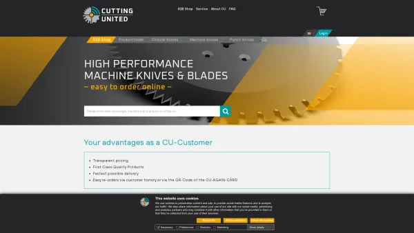 Website Screenshot: CUTTING UNITED GmbH - High-Performance Machine Knives | Purchase Online - Date: 2023-06-20 10:41:54