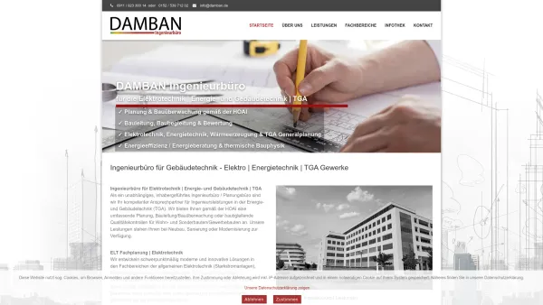 Website Screenshot: Damban Sachverständigenbüro - Planungsbüro | Ingenieurbüro | Elektrotechnik | Gebäudetechnik | TGA - Date: 2023-06-16 10:11:39