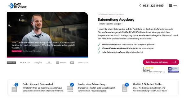 Website Screenshot: DATARECOVERY® Datenrettung Augsburg Festplatte reparieren - DATA REVERSE® Datenrettung Augsburg - Date: 2023-06-20 10:41:54