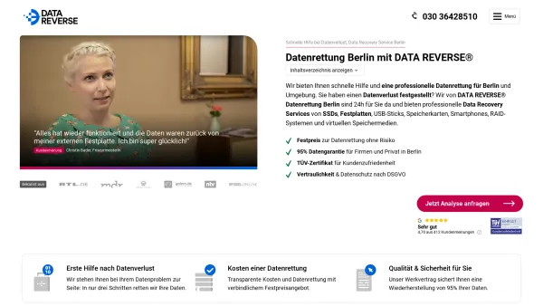Website Screenshot: DATARECOVERY® Datenrettung Berlin Festplatte reparieren - Datenrettung Berlin professionell durch DATA REVERSE® - Date: 2023-06-20 10:41:54
