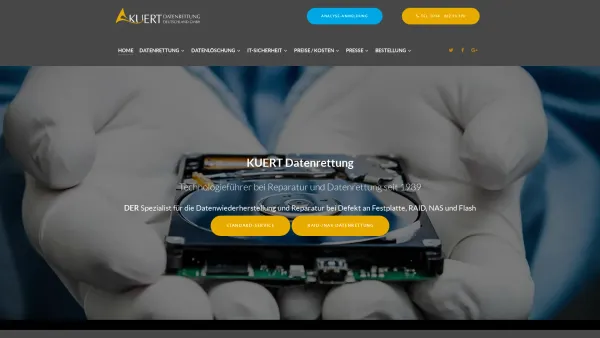 Website Screenshot: Kuert Datenrettung Deutschland GmbH - KUERT Datenrettung - Reparatur und Wiederherstellung nach Defekt | KUERT Datenrettung - Date: 2023-06-16 10:11:42