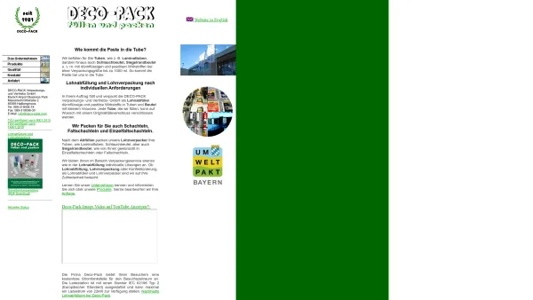 Website Screenshot: Deco-Pack GmbH Verpackungs- und Vertriebs GmbH -  füllen und packen  Tubenabfüll-Spezialist - Lohnabfüllung, Tuben, Lohnabfüller, Abfüllen, Tube - Date: 2023-06-16 10:11:42