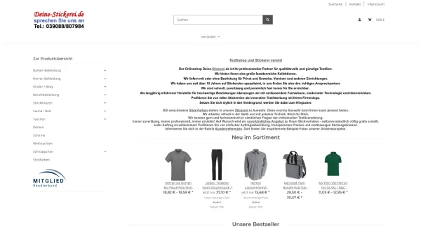 Website Screenshot: Deine-Stickerei.de - Stickerei & Online Shop - Qualität - günstig - schnell - Date: 2023-06-20 10:41:56