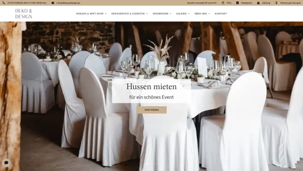 Website Screenshot: Deko & Design - Hochzeitsdeko und Hussen Verleih - Deko & Design - Date: 2023-06-16 10:11:42