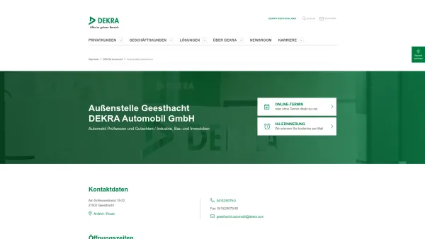 Website Screenshot: DEKRA Automobil GmbH - DEKRA - Geesthacht - Außenstelle Geesthacht - Date: 2023-06-16 10:11:42