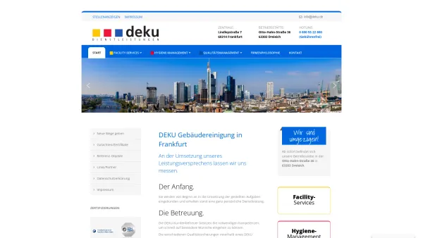 Website Screenshot: Deku GmbH -  Eine brilliante Entscheidung - Gebäudereinigung Frankfurt - DEKU Dienstleistungen GmbH - Date: 2023-06-16 10:11:42