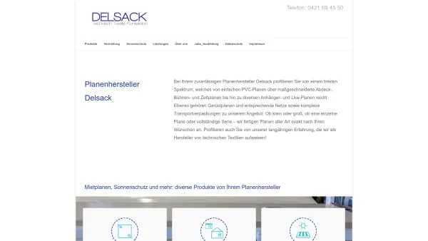 Website Screenshot: delsack -  Planen - Zelte - Markisen - Planenhersteller für Fertigung und Reparatur | Delsack GmbH - Date: 2023-06-16 10:11:42