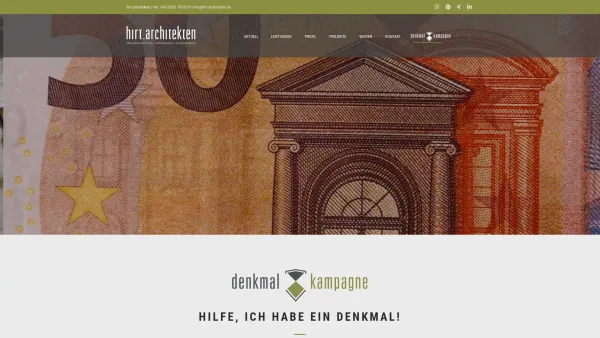 Website Screenshot: DENKMALKAMPAGNE, Baumanagement & Denkmalpflege - Denkmalkampagne | hirt.architekten - Date: 2023-06-16 10:11:42