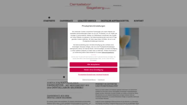 Website Screenshot: Dentallabor Segeberg GmbH - Dentallabor Segeberg – Perfekt in Ästhetik und Funktionalität - Date: 2023-06-16 10:11:42