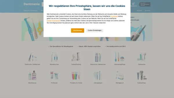 Website Screenshot: Dentmania E-Shop für Mundyhgiene - Dentmania.de - Dentmania.de - Date: 2023-06-20 10:41:56