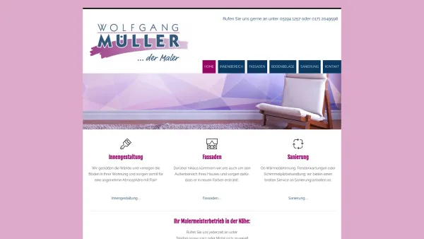 Website Screenshot: Wolfgang Müller · Maler und Lackiererbetrieb - Der Maler Wolfgang Müller in Bispingen - Home - Date: 2023-06-16 10:11:42