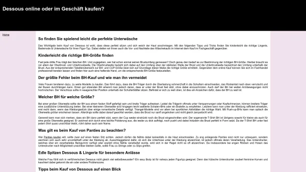Website Screenshot: Korsett Shop Giessler Dessous - Tipps beim Kauf von Dessous - dessous-kontor.de - Date: 2023-06-16 10:11:45