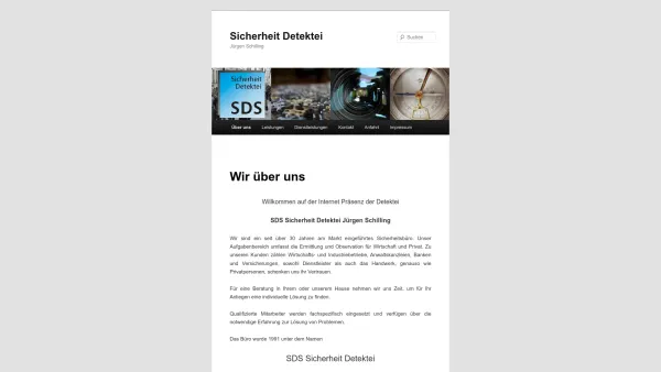 Website Screenshot: SDS Sicherheit & Detektei - Sicherheit Detektei | Jürgen Schilling - Date: 2023-06-16 10:11:45