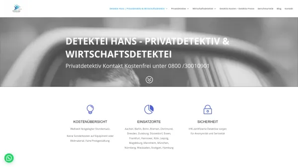 Website Screenshot: Detektei Hans - Detektei Hans - Ihr Privat- & Wirtschaftsdetektiv Aus Hagen - Date: 2023-06-20 10:41:56