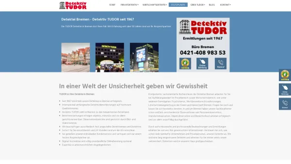 Website Screenshot: TUDOR Detektei Bremen - Detektei Bremen - Detektiv TUDOR erfahren seit 1967 / Detektei TUDOR - Date: 2023-06-16 10:11:45