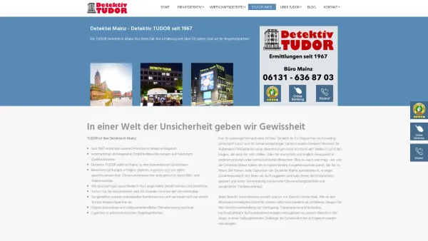 Website Screenshot: TUDOR Detektei Mainz - Ermittlungen der Detektei Tudor in Mainz / Detektei TUDOR - Date: 2023-06-16 10:11:45