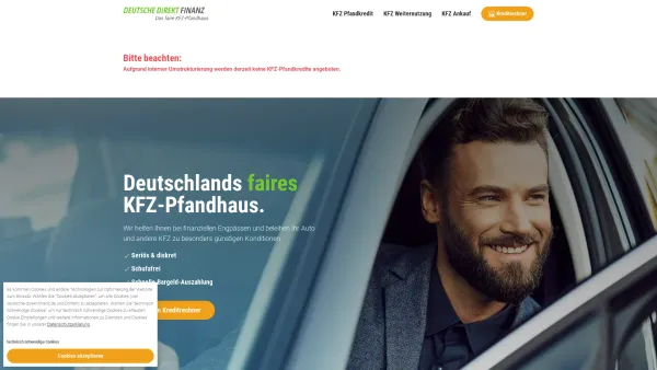 Website Screenshot: Deutsche-Direkt-Finanz - Das günstigste KFZ Pfandhaus der Deutschen Direkt Finanz - Date: 2023-06-16 10:11:45