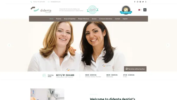 Website Screenshot: didenta Zahnärztliche Gemeinschaftspraxis - Dentist, dental clinic and dental practice in Düsseldorf Niederkassel - Didenta Dentist Düsseldorf: EN - Date: 2023-06-16 10:11:45