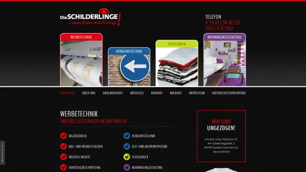 Website Screenshot: Die Schilderlinge GmbH & Co.KG -  Wir bieten Ihnen mehr als Schilder! - Werbung und Digitaldruck – Die Schilderlinge in 49744 Geeste-Osterbrock - Date: 2023-06-16 10:11:49