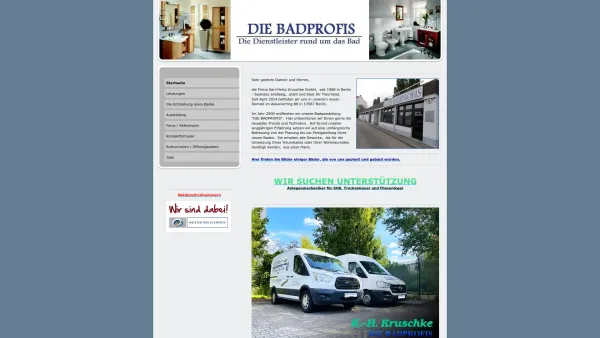 Website Screenshot: K. - H. Kruschke Sanitär u. Gasheizungsbau GmbH -  Sanitär-Wartung-Hausreparaturen- Gas-Oel-Zentralheizung-Badkomplettbau - Startseite - DIE BADPROFIS - K.-H. Kruschke Sanitär und Gasheizungsbau GmbH - Berlin - Date: 2023-06-16 10:11:49