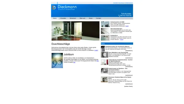 Website Screenshot: Henry P.E. Dieckmann-Inh. Ralf Mäckelmann e.K. - Dieckmann Glasbeschläge: Home - Date: 2023-06-16 10:11:49
