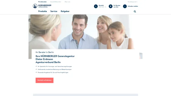 Website Screenshot: Dieter Erdmann Versicherungen -  Schutz und Sicherheit im Zeichen der Burg - Dieter Erdmann - Berlin | NÜRNBERGER Versicherung - Date: 2023-06-16 10:11:49