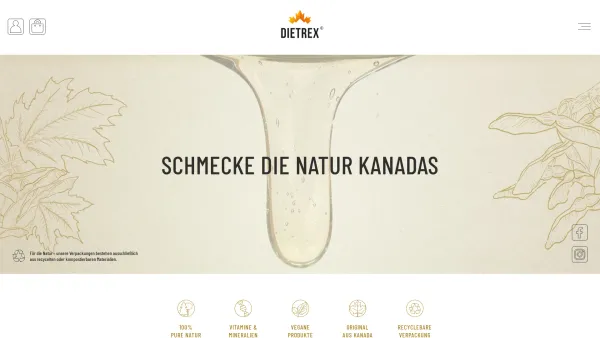 Website Screenshot: Dietrex Dieter Schmidt Handelsgesellschaft mbH - Dietrex® - Original kanadischer Ahornsirup - Date: 2023-06-16 10:11:49