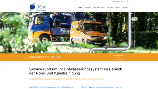 Website Screenshot: G. Dihn Kanalreinigung GmbH - Dihn Kanalreinigung – Ihr Partner rund um den Kanal - Date: 2023-06-16 10:11:49